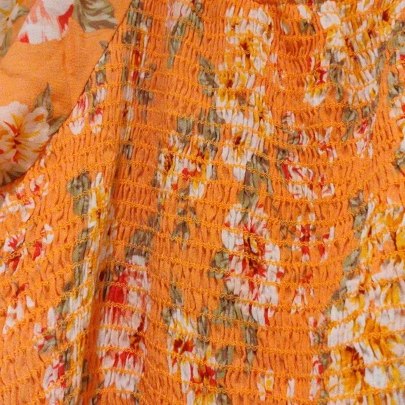 White Birch NWOT light tangerine floral dress size 2X - Picture 7 of 8